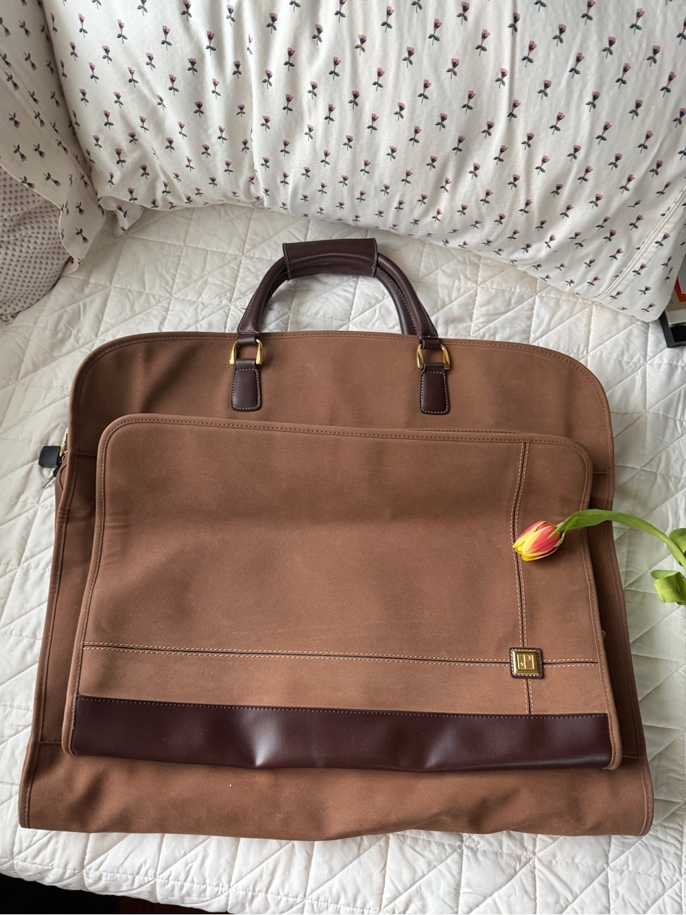 Diane Von Furstenberg (DVF) Tan Folding Lockable Travel Garment Bag